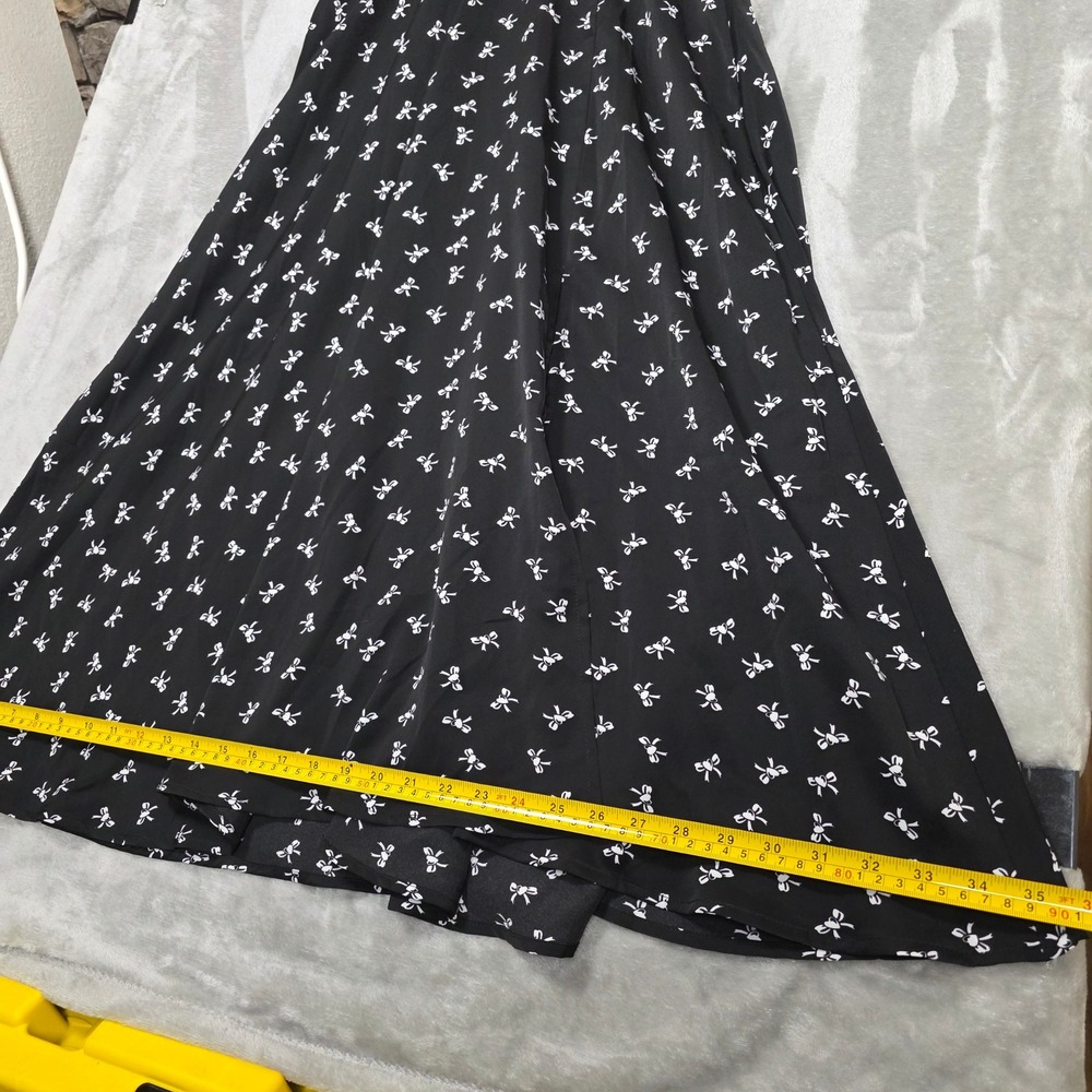 NEVA HU Bow Print Puff Sleeve Maxi Dress Women L‎ Black NEW Flowy Cottagecore - Picture 6 of 13
